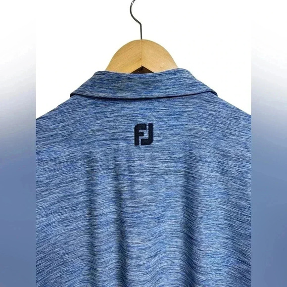 FootJoy Heathered Blue Men’s Polo Golf Shirt Size Large - Picture 3 of 6